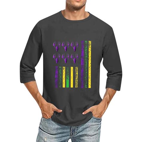 WAENQINLA 3/4 Sleeve Shirt for Men Mardi Gras Funny Usa Flag Graphic ...