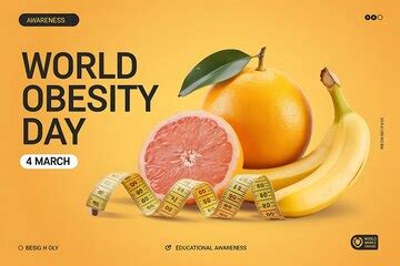 World obesity day march 4th awareness illustration with fruits and tape ...