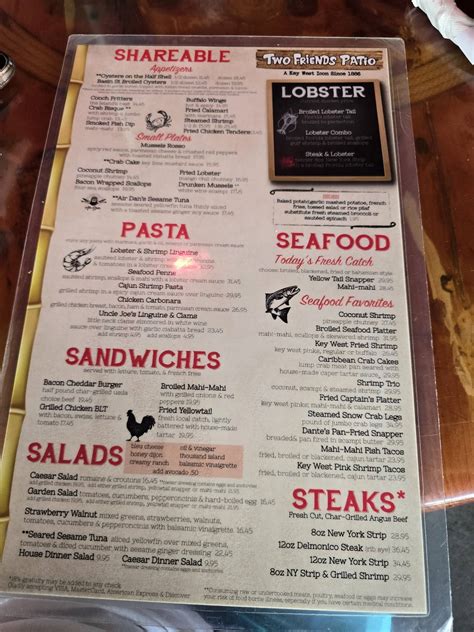 Menu at Two Friends Patio Restaurant, Key West