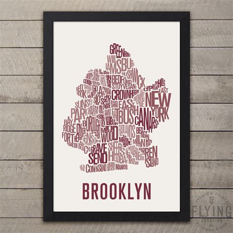 Brooklyn NYC Neighborhood Map Print, Poster, Wall Decor, Office Decor, Gift