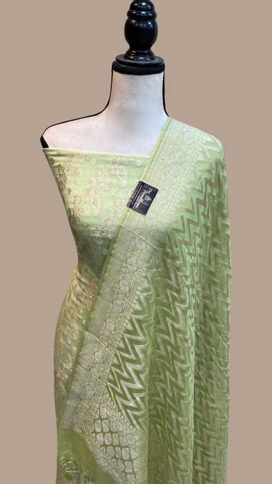 Pure Khaddi Georgette Banarasi Dress material | The Handlooms