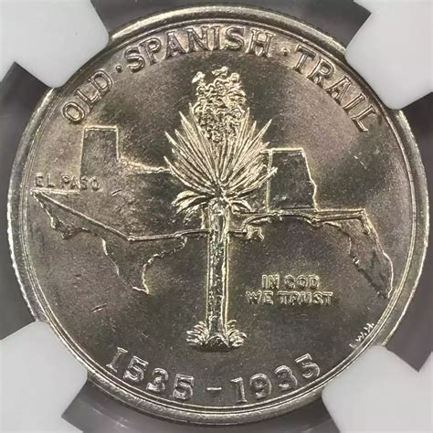 1935 Old Spanish Trail Centennial Commemorative Half Dollar NGC MS-64 ...
