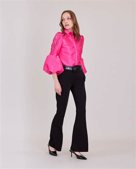 MARQUISE Pink Designer Shirt with Bold Balloon Sleeve | ANNE FONTAINE