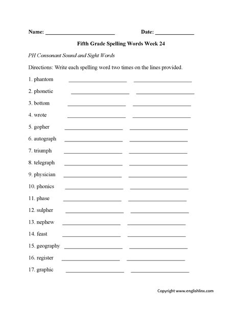 Fifth Grade Spelling Worksheets | Printable Word Lists & Weekly Practice