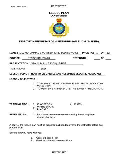 Lesson Plan Cover Page Simple Design 的图像结果