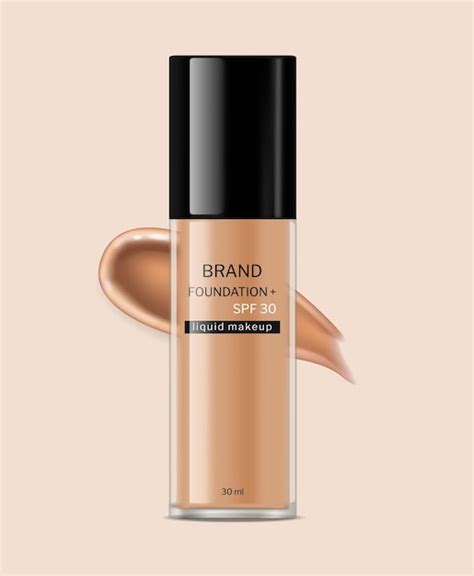 Foundation isolated cosmetics vector realistic skin care bottles label ...