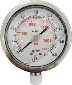 Japsin instrumentation Pressure Gauge Glycerin Filled, 4" Dial, 0-160 ...