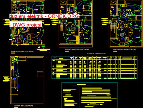 Elektrik aydınlatma - küçük otel dwg projesi - Autocad Projeler
