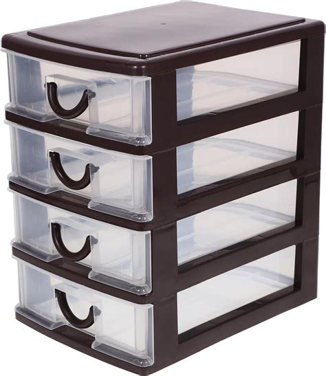 Cabilock 4 Tier Plastic Storage Drawer Units, Home Office Storage ...