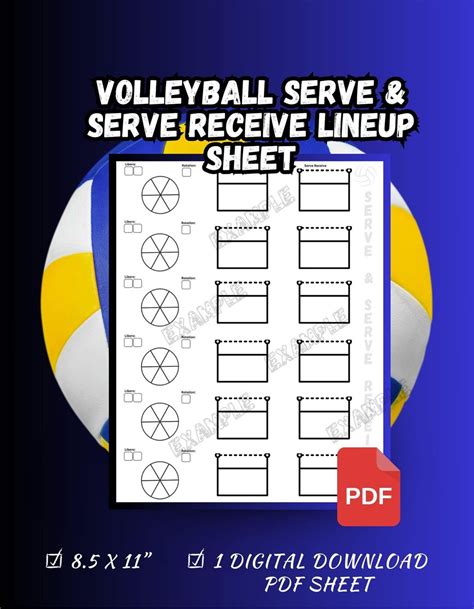 Volleyball Serve and Serve Receive Rotation Lineup Sheet for Volleyball ...