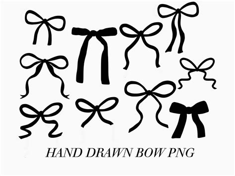 Hand Drawn Bow Clip Art PNG - Etsy