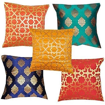 Buy PINK PARROT Dupion Silk 150TC Cushion Cover, 16x16 Inch ...