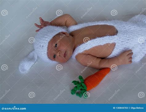 Newborn Baby in Rabbit Costume Stock Image - Image of next, small ...