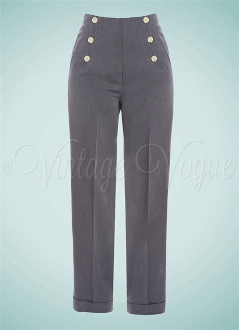 Banned 40er Jahre High Waist Matrosen Marlene Hose "Adventures Trousers ...