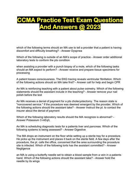 Free Ccma Practice Test