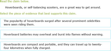 IXL - Choose evidence to support a claim (Class VII English practice)