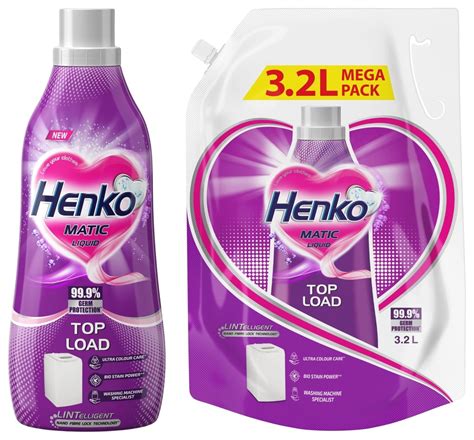 Henko Matic Liquid Detergent Top Load 1l & Refill pouch 3.2l (Pack of 2 ...