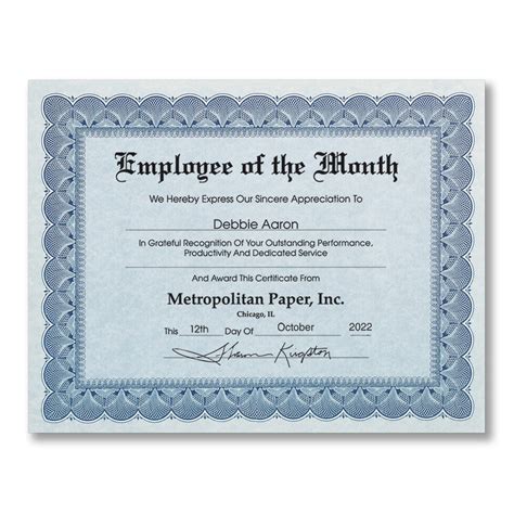 Employee Of The Year Certificate