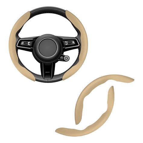 AutoBizarre Car Anti Skid Non Slip Beige Leather Steering Wheel Grip ...