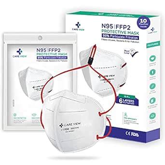 CARE VIEW N95 N95 FFP2 Mask, Head Loop Style (Pack of 10), Tested and ...