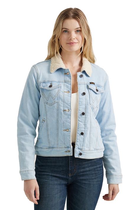 Wrangler Women's Retro Sherpa Lined Western Denim Jacket - Bleached De ...