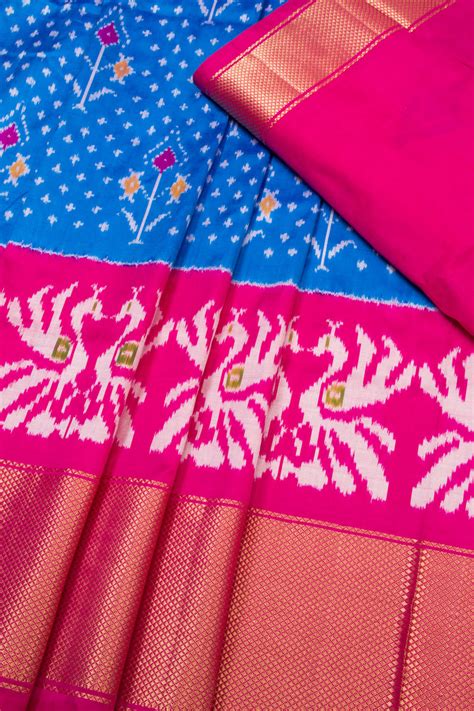 Universal Size Blue Ikat Pattu Pavadai Material 10069828 – Avishya.com