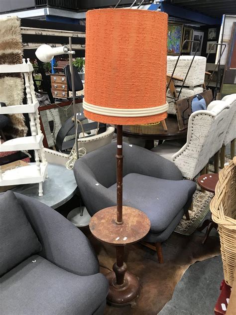 Lot - Timber Floor Lamp Table