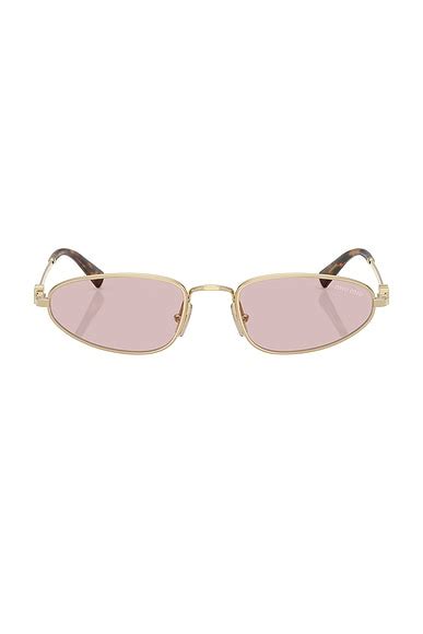 Miu Miu Narrow Sunglasses in Pale Gold | FWRD