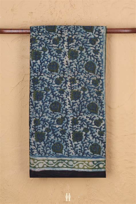 Modal Silk Saree In Blue With Floral Design
