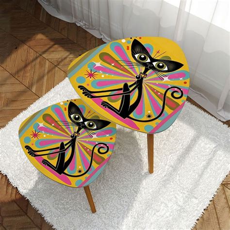 Quirky Space Cat Mid Century Modern Funky Fun Nesting Tables - 8313587695771 | Space cat ...
