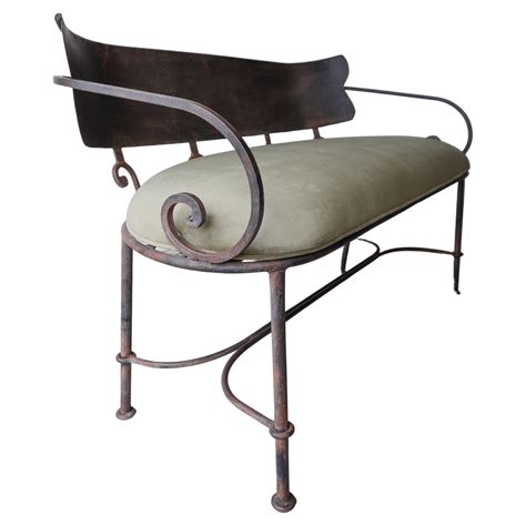 Antique Hand Wrought Iron Indoor Outdoor Bench at 1stDibs