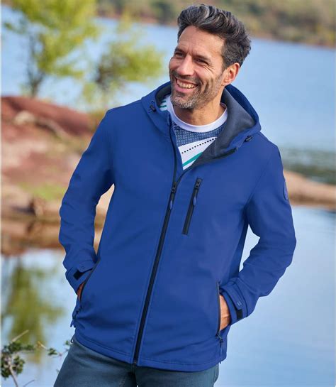 Men's Blue Hooded Softshell Jacket | Atlas For Men