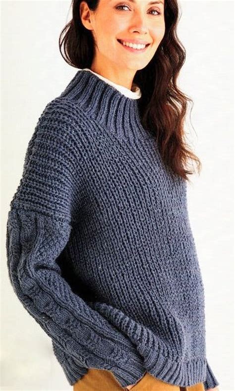 Womens Fishermans Rib & Cable Sweater High Neck 32" - 52" Larger Sizes ...