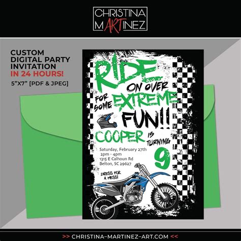 Dirt Bike Party, Dirt Bike Birthday, Motocross Party, Motocross Invitation, Motocross Birthday ...