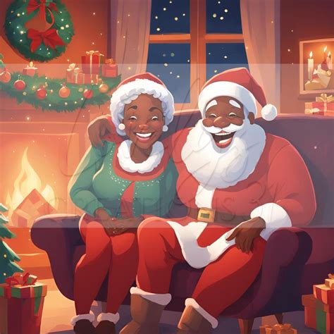 Black Mrs Claus Png, Mr & Mrs Claus , Santa Svg, Black Santa Png, Black ...