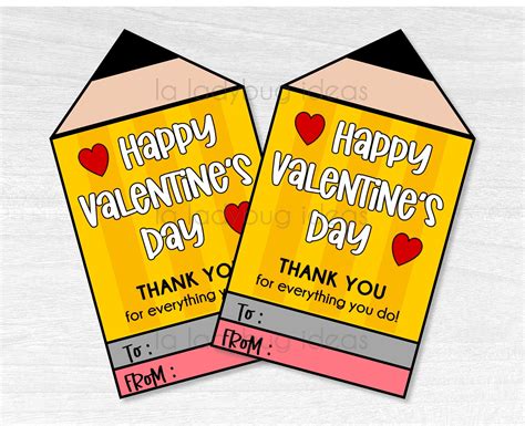 Valentines Teacher Tag. Printable Thank You Tags for Valentines Day ...