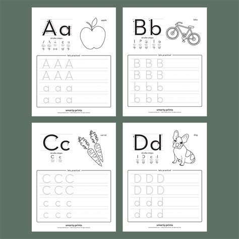 Alphabet Practice Sheets, ABC Tracing Worksheets, Penmanship ...