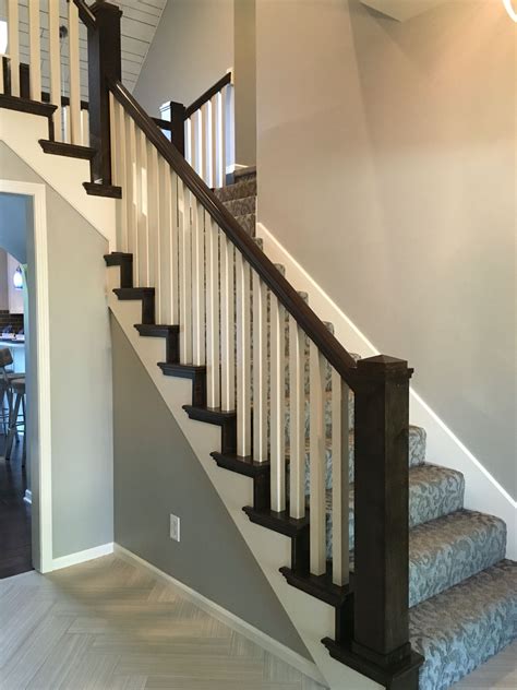 After:Box newel post with stair tread and riser caps and 1 3/4" square ...