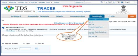 Request for 26A/27BA for Non TDS Deduction/ TCS Collection Transactions