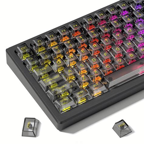 Dagaladoo Crystal Clear Black Ceramic Transparent Keycaps - 75% Shine ...