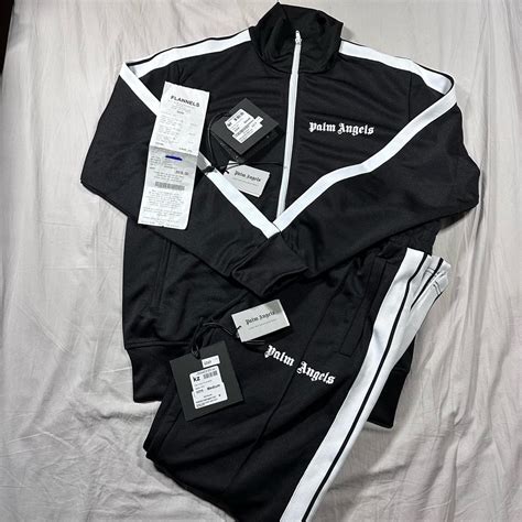 Medium black palm angels tracksuit, brand new - Depop