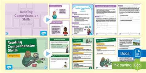 Reading Comprehension Skills Pack: Reorganising (Year 3-6)