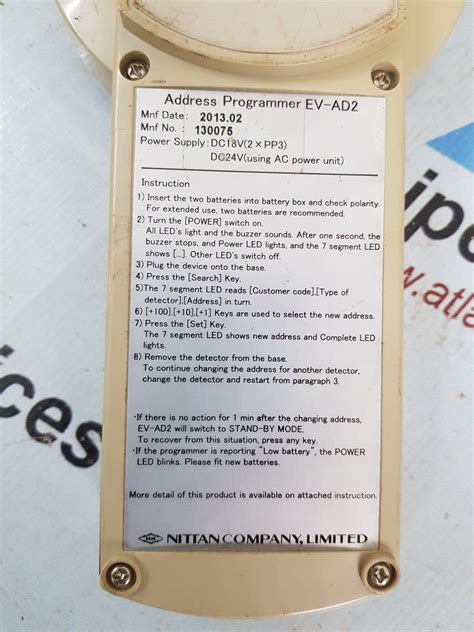 Nittan EV-AD2 Address Programmer – Atlas Shipcare Services
