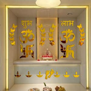 Grahak Trend Om Swastik With 20 Butterfly Golden 3D Acrylic Mirror Wall ...