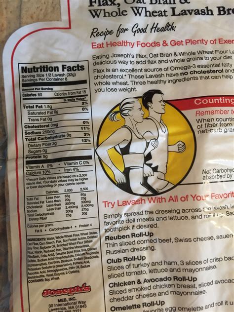 Joseph's Lavash Bread Flax Oat Bran & Whole Wheat, 5 Net Carbs - 2 pk