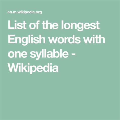 List of Longest Single-Syllable English Words