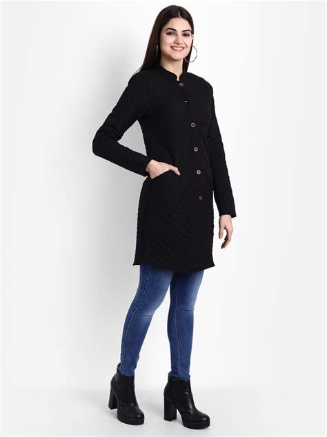 Buy Suti Women Rayon Flex Solid Winter Long Jacket (JK15880_Black_S) at ...