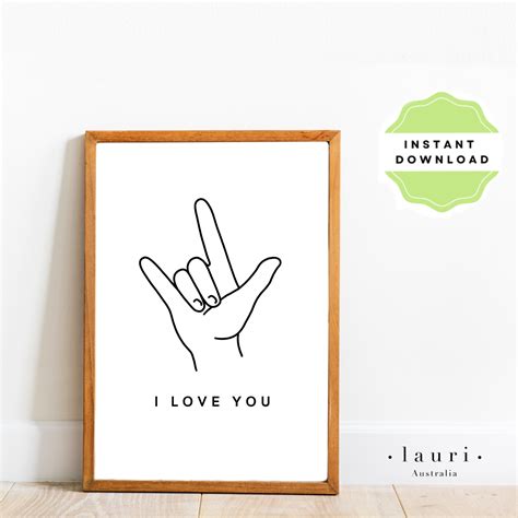 I Love You In Sign Language Love Hand Sign Watercolor Print Sign