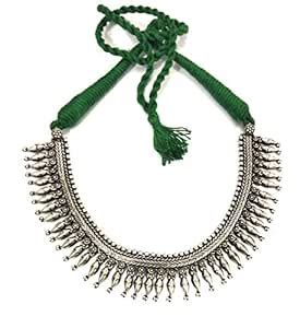 Buy athizay Ethnic necklace for women in Antique Silver Oxidised Beads ...