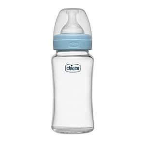 Buy chicco Well-Being Glass Feeding Bottle (240ml, Medium Flow) (Blue ...